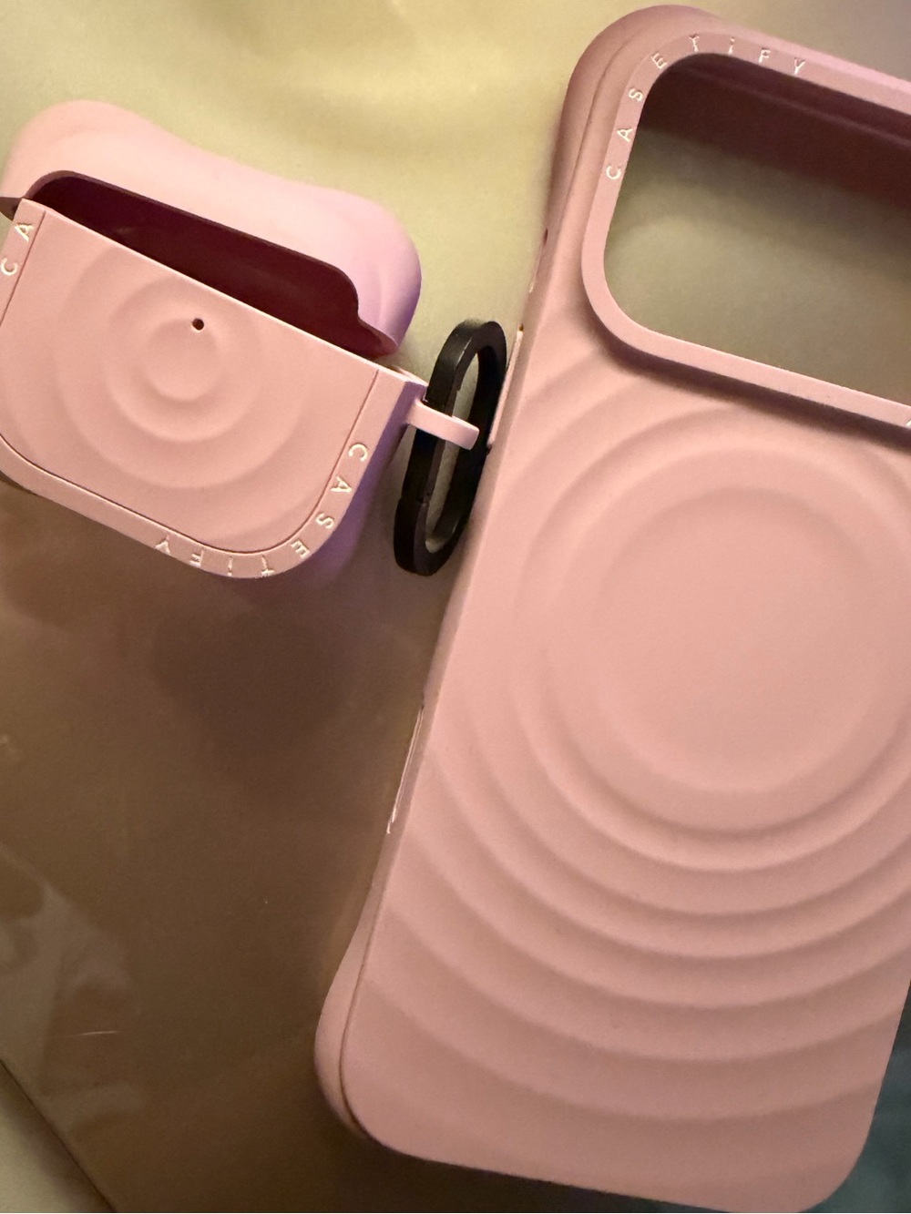 Casetify Soft-Touch Pink iPhone Case with Matching AirPods Case